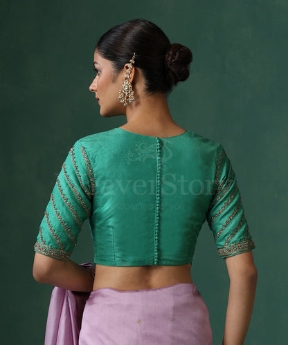 Sea_Green_Pure_Silk_Hand_Embroidered_Zardozi_Blouse_WeaverStory_07