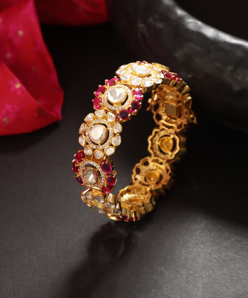 Esra_Handcrafted_Silver_Kada_With_Moissanite_CZ_And_Red_Semi_Precious_Stones_WeaverStory_01