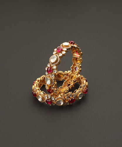 Elnora_Handcrafted_Silver_Kada_With_Floral_Motifs_Moissanite_And_Red_Semi_Precious_Stones_WeaverStory_02