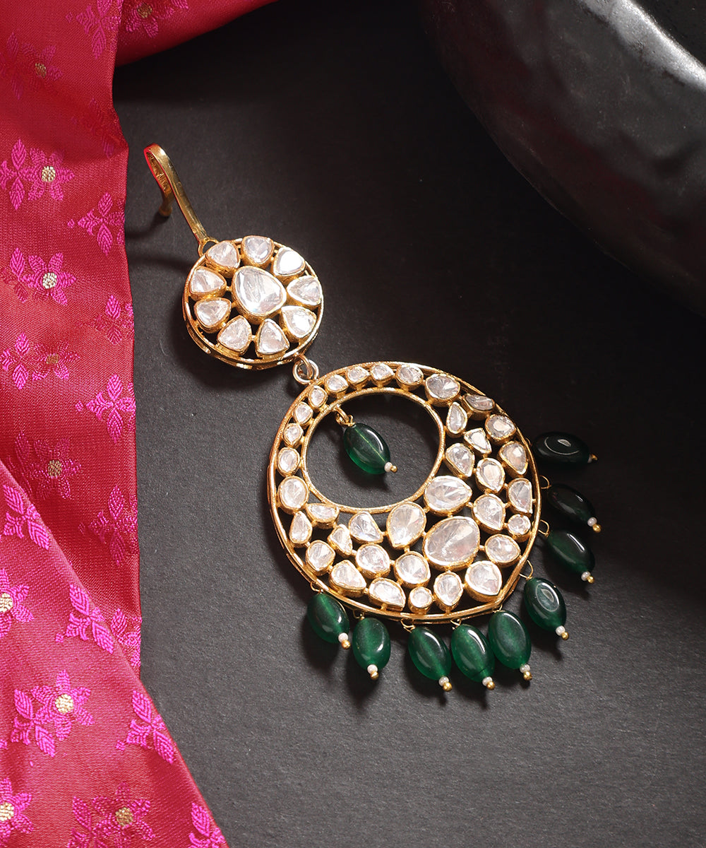 Eram_Handcrafted_Silver_Maangtika_With_Moissanite_And_Green_Stones_Drops_WeaverStory_01