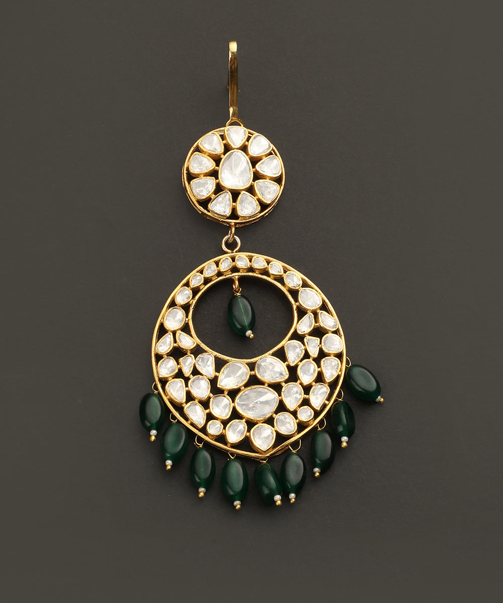 Eram_Handcrafted_Silver_Maangtika_With_Moissanite_And_Green_Stones_Drops_WeaverStory_02