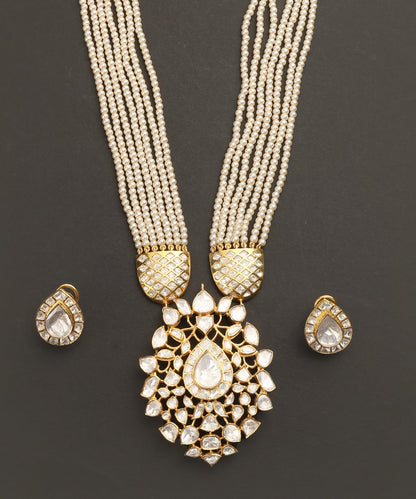 Asheen_Handcrafted_Silver_Pearl_Multi_Ladi_Necklace_Set_with_Moissanite_Centrepiec_WeaverStory_04
