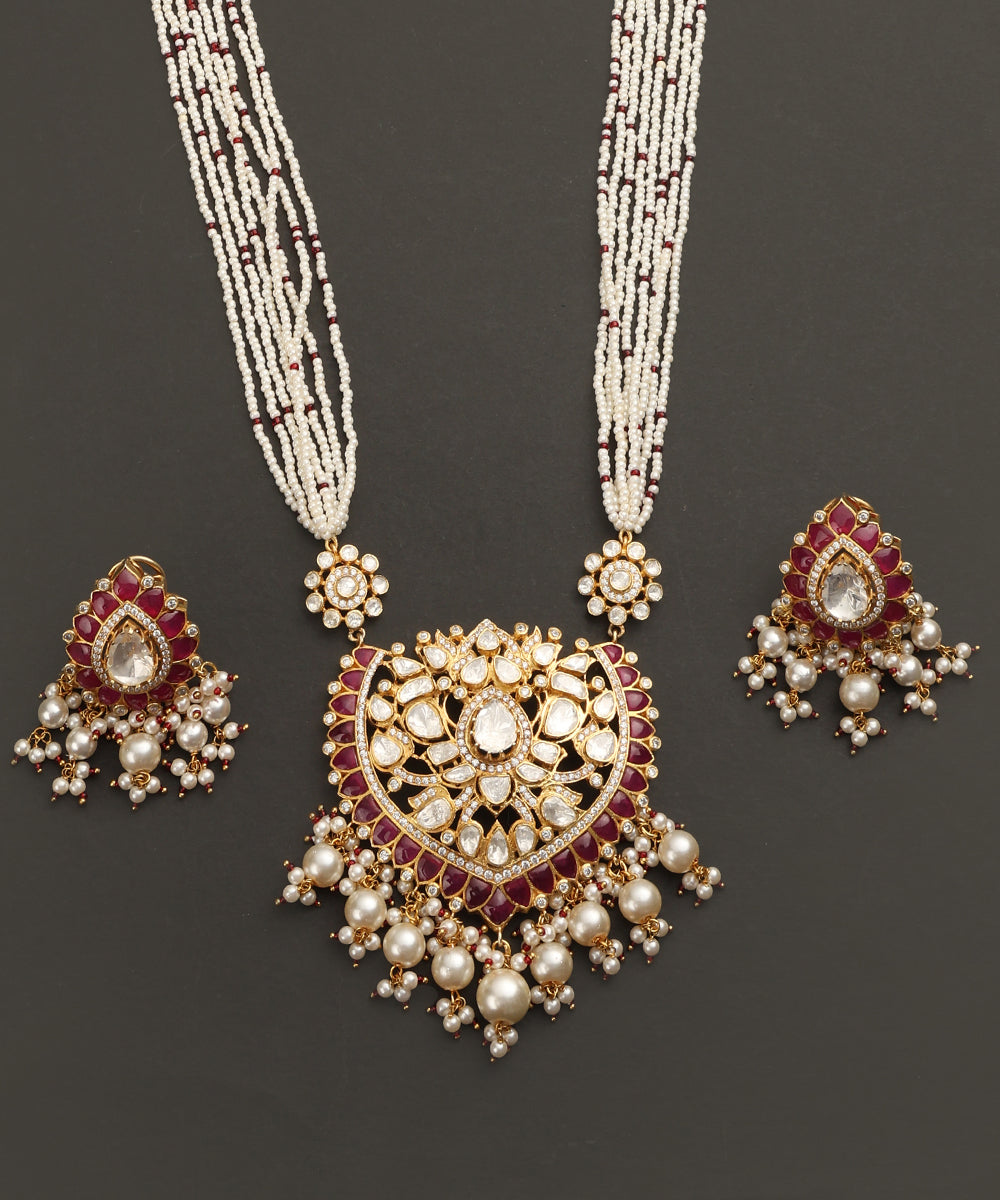 Amyra_Handcrafted_Silver_Necklace_Set_with_Pearls_and_Moissanite_WeaverStory_04