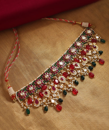 Amara_Handcrafted_Silver_Choker-Style_Necklace_with_Moissanite_CZ_And_Semi_Precious_Stones_WeaverStory_01