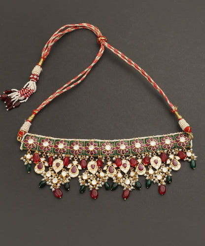 Amara_Handcrafted_Silver_Choker-Style_Necklace_with_Moissanite_CZ_And_Semi_Precious_Stones_WeaverStory_02