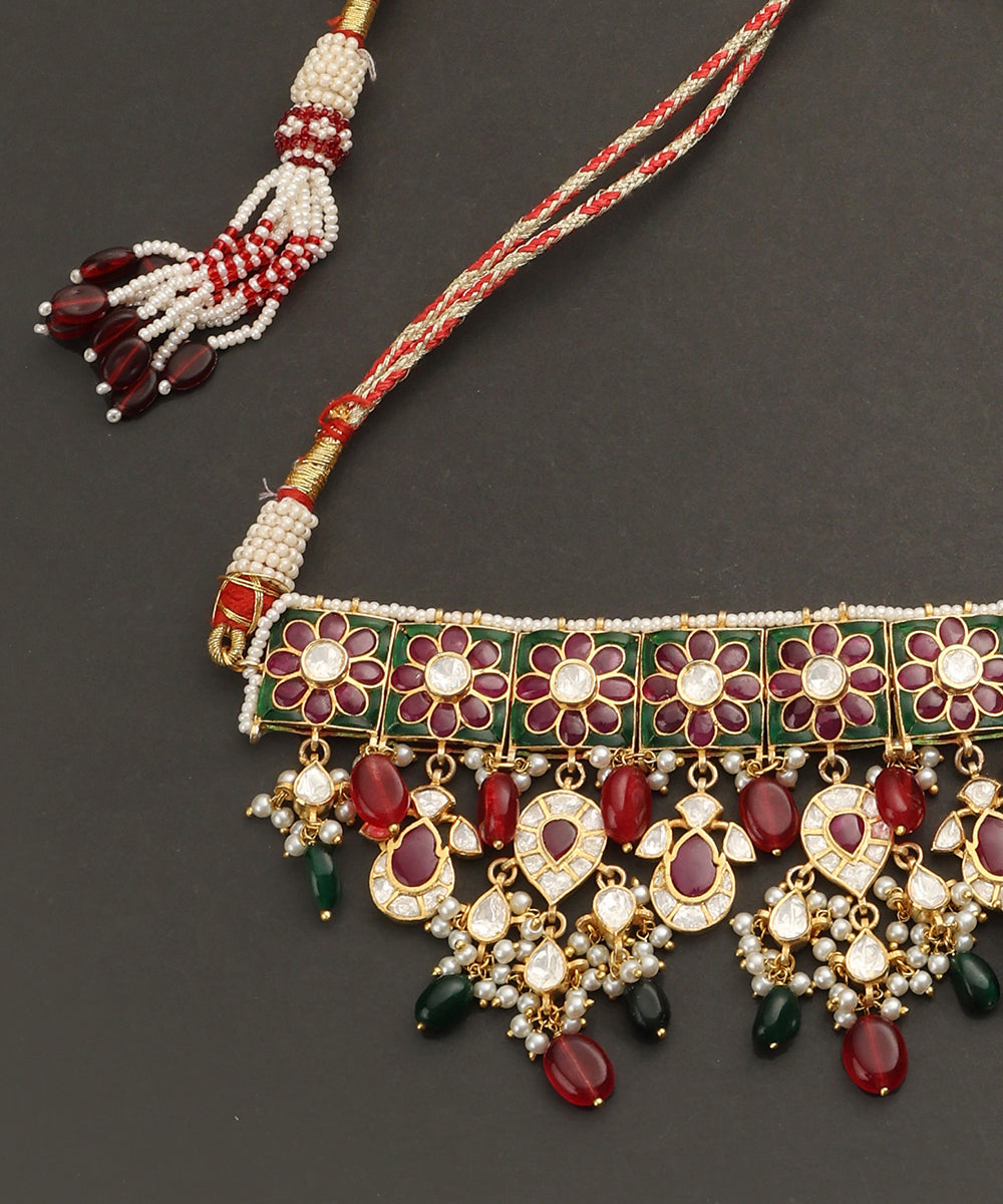 Amara_Handcrafted_Silver_Choker-Style_Necklace_with_Moissanite_CZ_And_Semi_Precious_Stones_WeaverStory_03