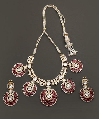 Anahita_Handcrafted_Silver_Necklace_Set_With_Moissanite_and_Red_Semi_Precious_Stones_WeaverStory_02