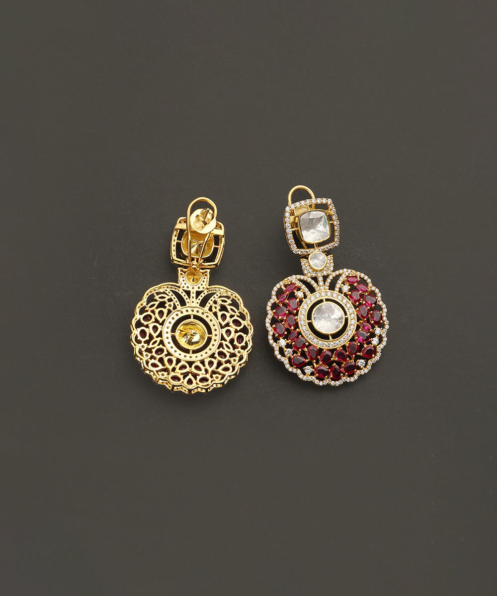 Anahita_Handcrafted_Silver_Necklace_Set_With_Moissanite_and_Red_Semi_Precious_Stones_WeaverStory_03