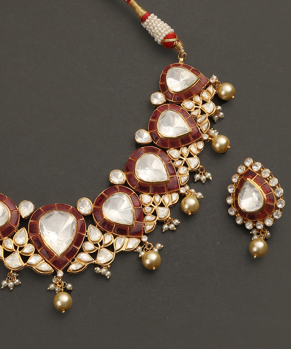 Anam_Handcrafted_Silver_Necklace_Set_With_Moissanite_Pearls_and_Red_Semi_Precious_Stones_WeaverStory_04