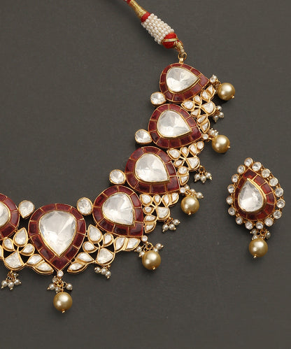 Anam_Handcrafted_Silver_Necklace_Set_With_Moissanite_Pearls_and_Red_Semi_Precious_Stones_WeaverStory_04