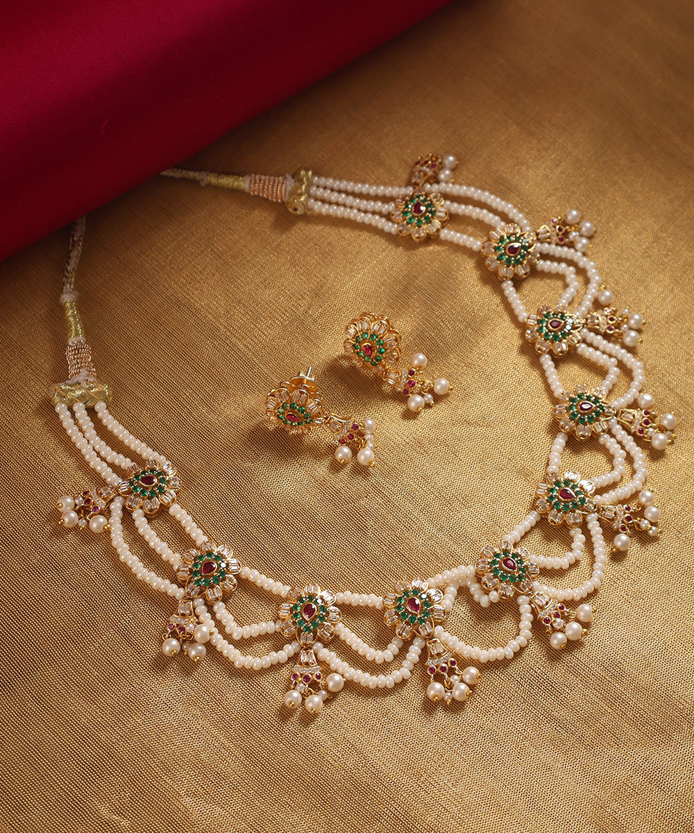 Anaya_Handcrafted_Multiladi_Necklace_Set_With_Pearls_And_Semi_Precious_Stones_WeaverStory_01