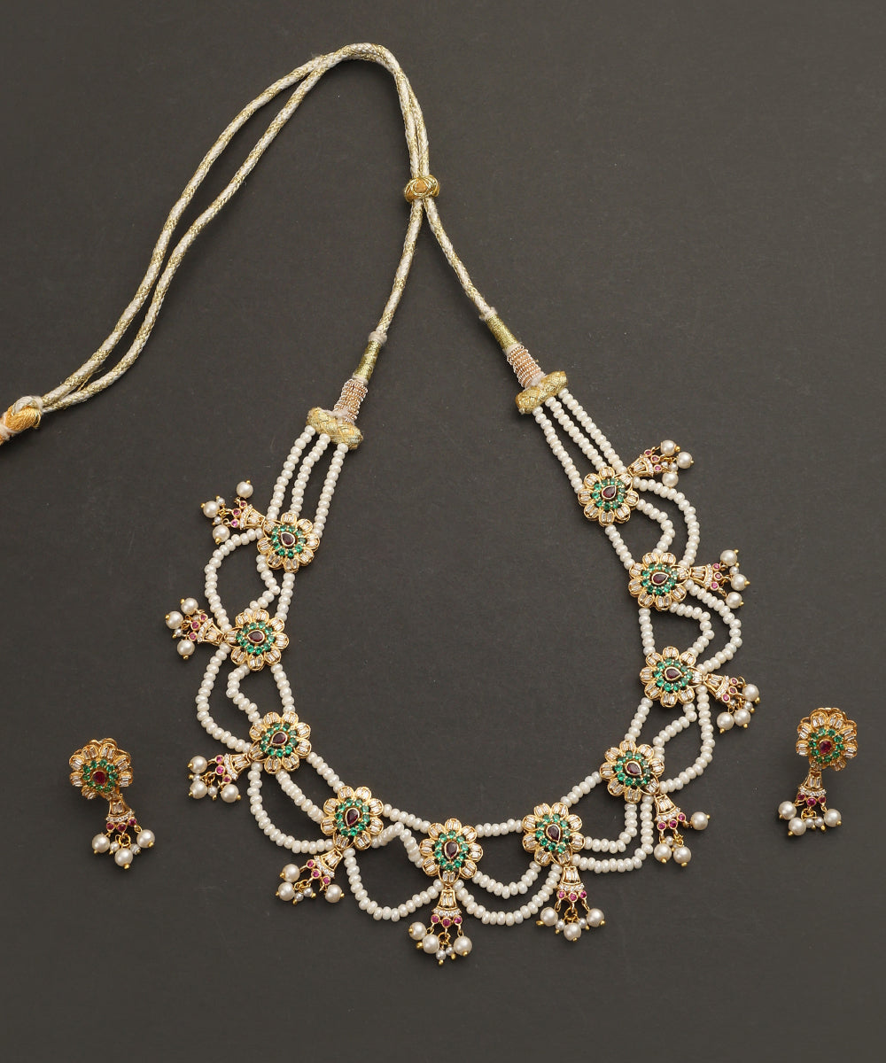 Anaya_Handcrafted_Multiladi_Necklace_Set_With_Pearls_And_Semi_Precious_Stones_WeaverStory_02