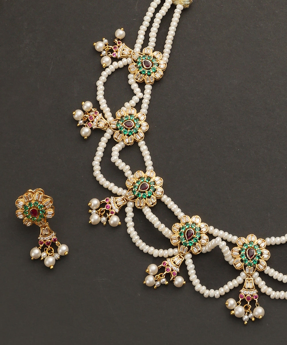 Anaya_Handcrafted_Multiladi_Necklace_Set_With_Pearls_And_Semi_Precious_Stones_WeaverStory_04