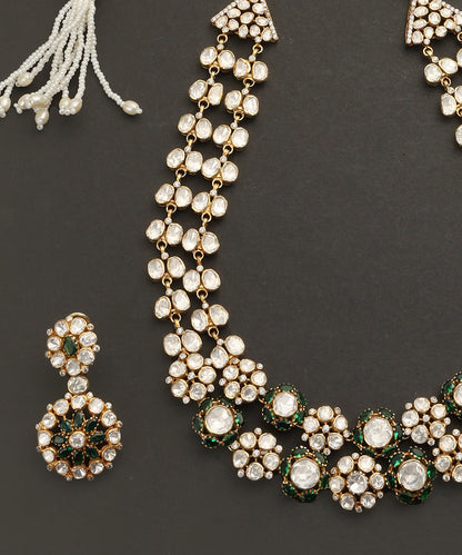 Adeeba_Handcrafted_Silver_Double_Ladi_Necklace_Set_with_Moissanite_and_Green_Semi_Precious_Stones_WeaverStory_04
