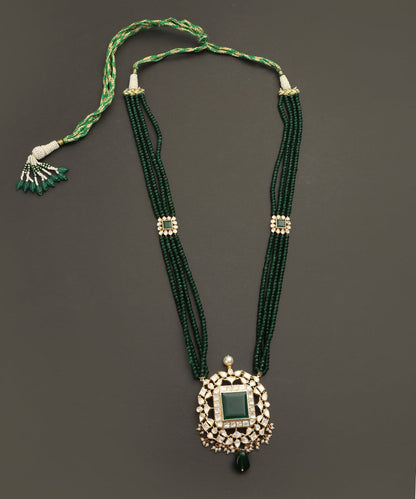 Ayat_Hancrafted_Silver_Necklace_Set_With_Moissanite_And_Green_Semi_Precious_Stones_And_Green_Moti_Multiladi_Mala_WeaverStory_02