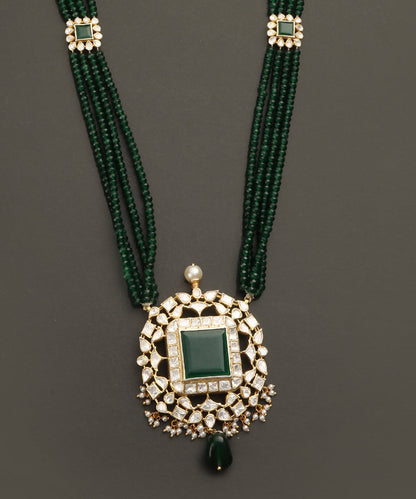 Ayat_Hancrafted_Silver_Necklace_Set_With_Moissanite_And_Green_Semi_Precious_Stones_And_Green_Moti_Multiladi_Mala_WeaverStory_03