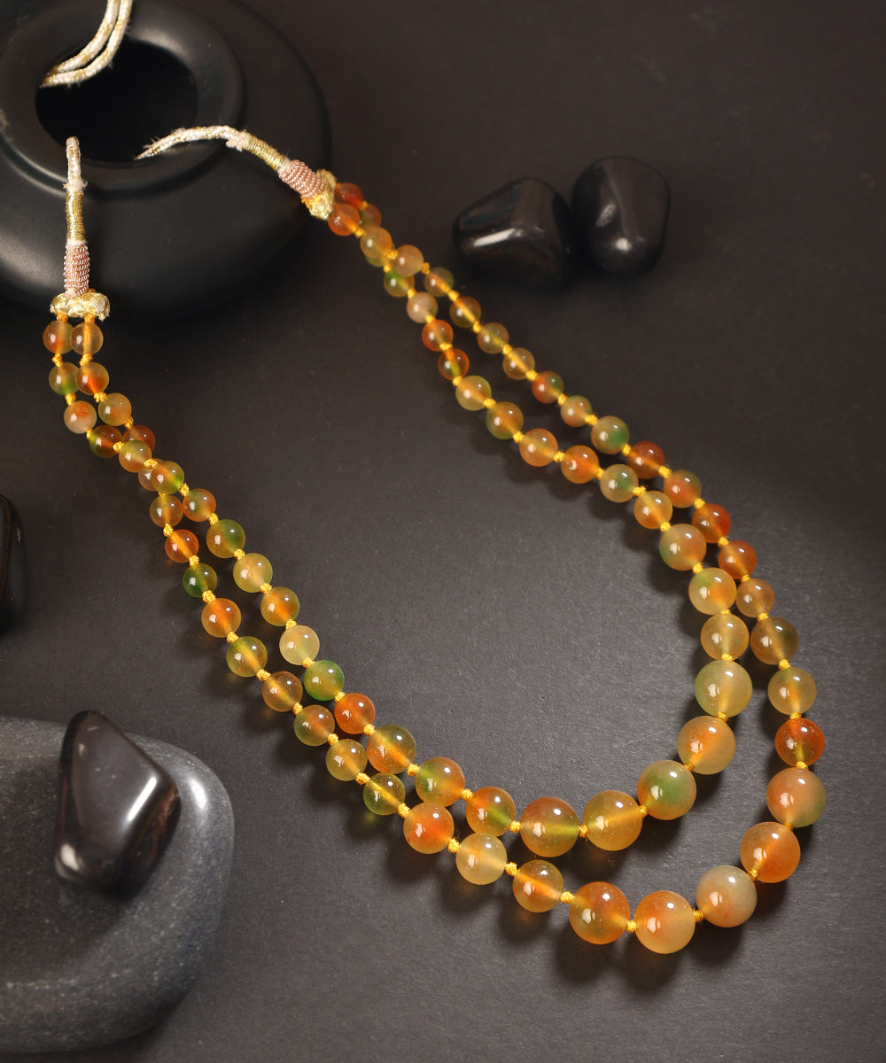 Gulbahar_Do_Ladi_Handcrafted_Alloy_Mala_With_Orange_Stones_WeaverStory_01