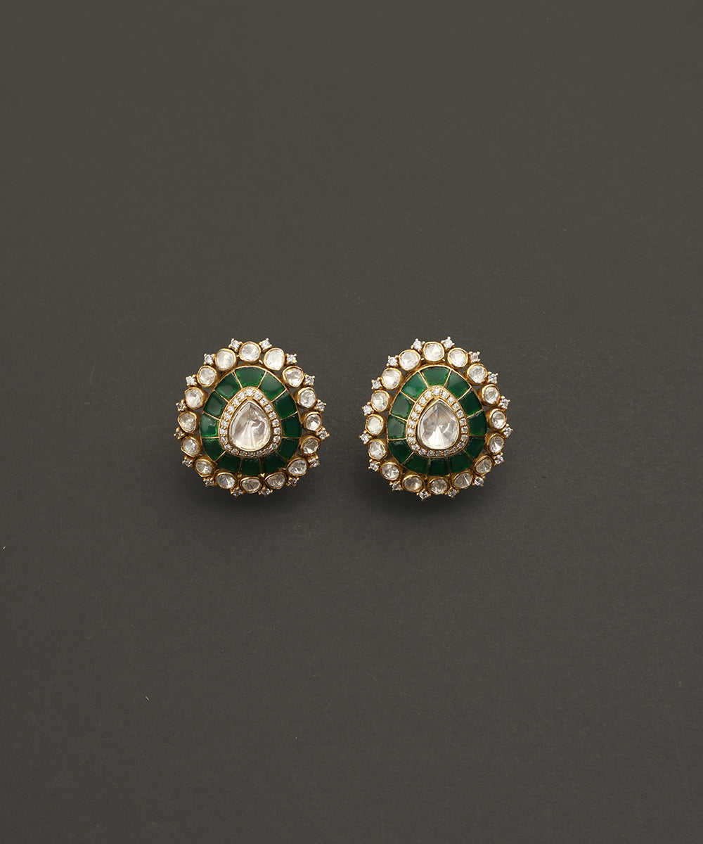 Bareera_Handcrafted_Silver_Earrings_With_Moissanite_And_Green_Semi_Precious_Stones_WeaverStory_02