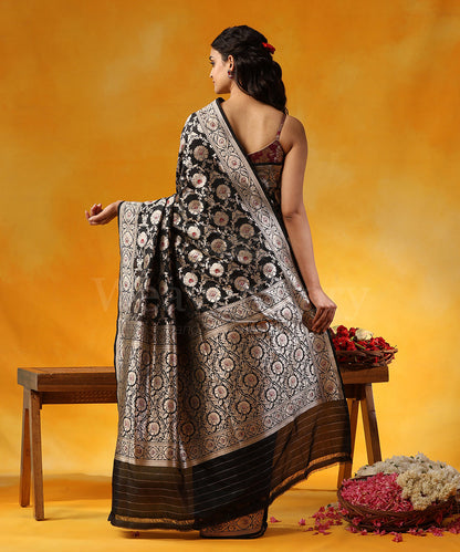 Black_Handloom_Pure_Katan_Silk_Banarasi_Saree_With_Cutwork_Floral_Jaal_And_Red_Meenakari_WeaverStory_03