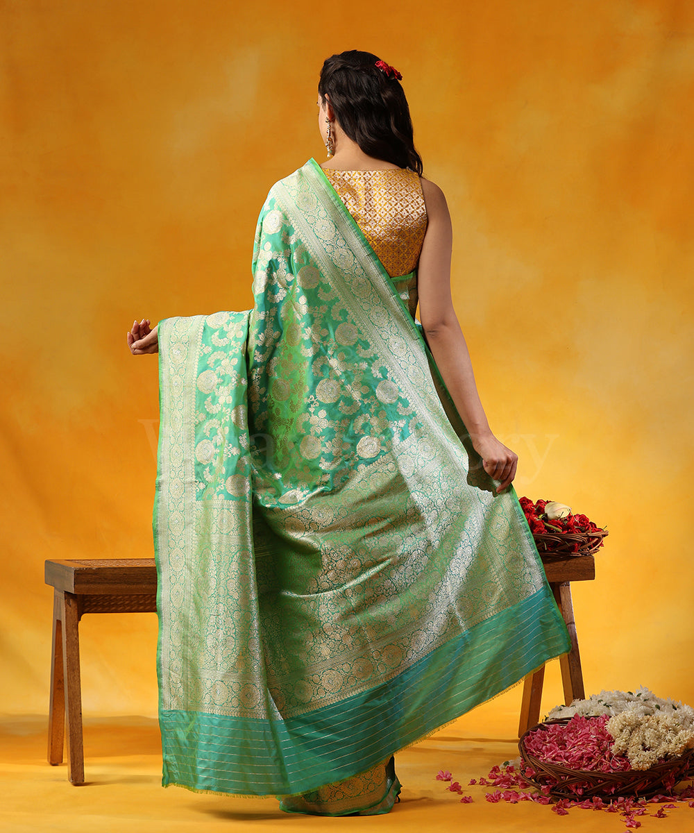 Sea_Green_Handloom_Pure_Katan_Silk_Banarasi_Saree_With_Cutwork_Alfi_Jaal_WeaverStory_03