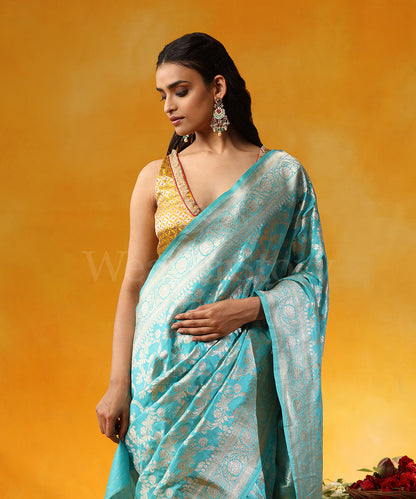 Handloom_Sky_Blue_Pure_Katan_Silk_Banarasi_Saree_Cutwork_Zari_Jaal_WeaverStory_02