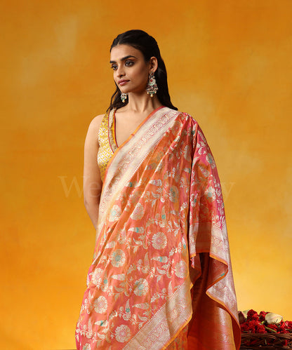 Peach_Handloom_Pure_Katan_Silk_Banarasi_Saree_With_Cutwork_Floral_Jaal_And_Meenakari_WeaverStory_02