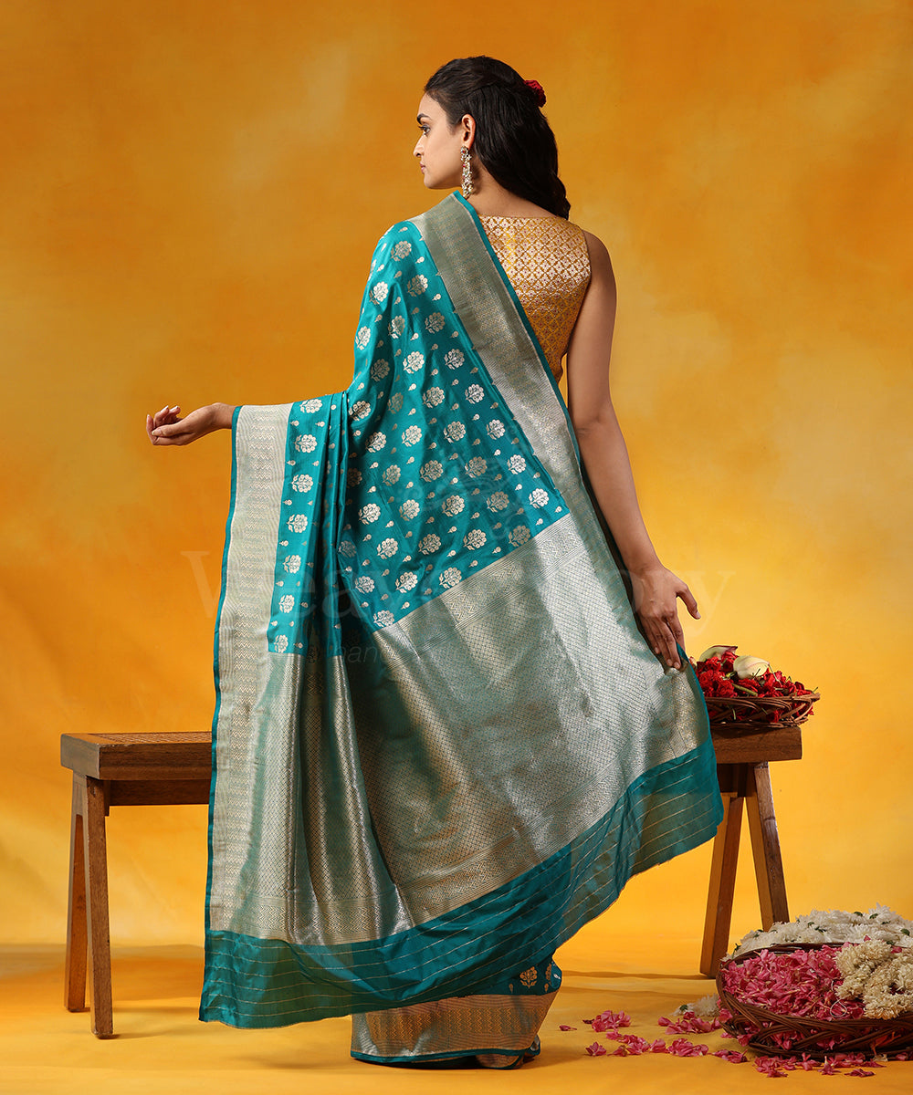 Teal_Handloom_Pure_Katan_Silk_Banarasi_Saree_With_Cutwork_Zari_Booti_WeaverStory_03