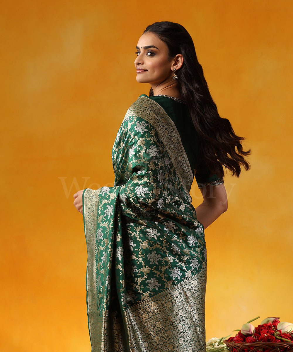 Handloom_Green_Pure_Katan_Silk_Banarasi_Saree_With_Cutwork_Alfi_Jaal_WeaverStory_02