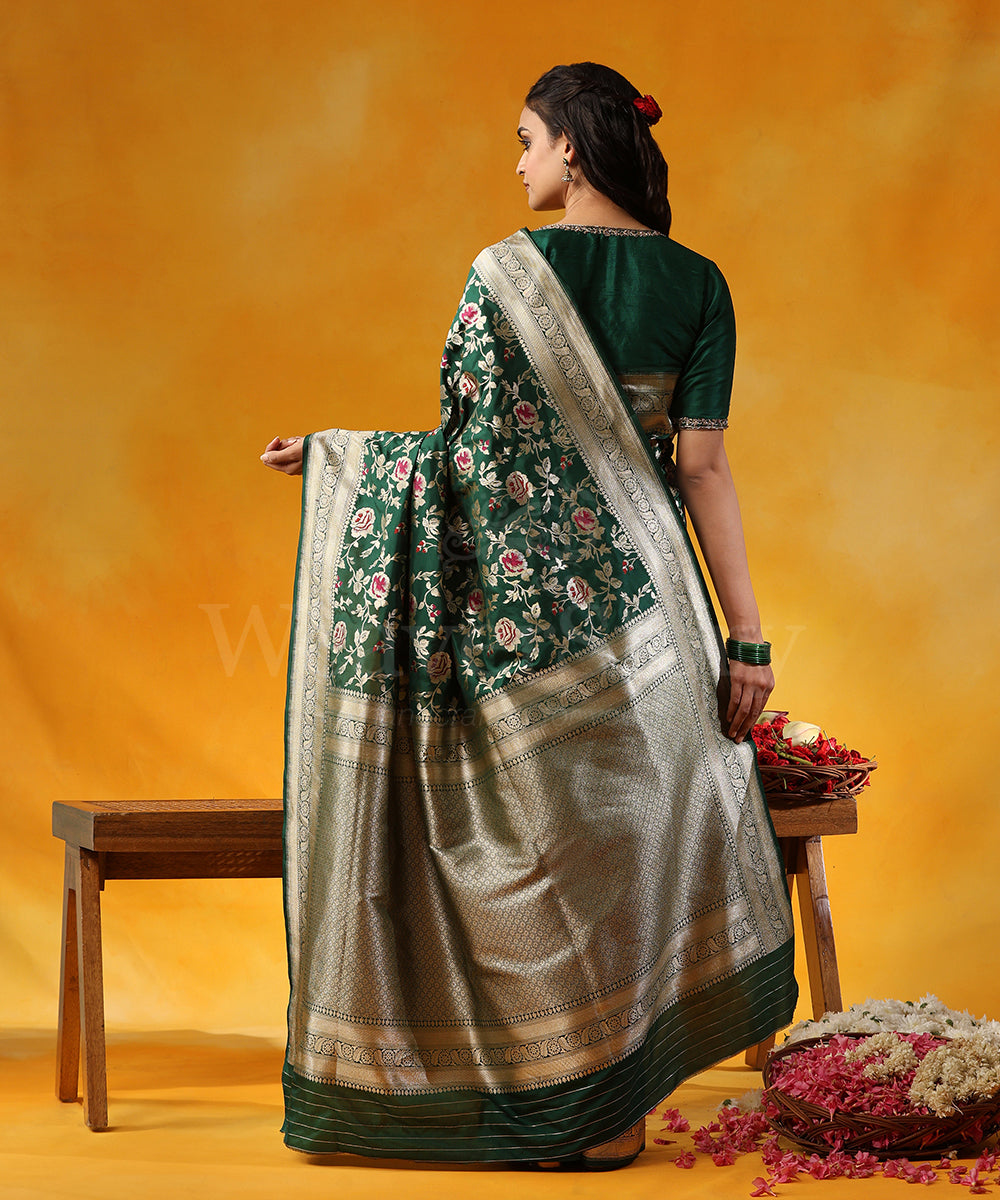 Green_Handloom_Pure_Katan_Silk_Banarasi_Saree_With_Allover_Rose_Jaal_And_Pink_Meena_WeaverStory_03