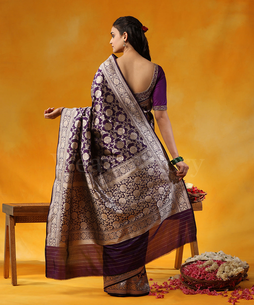 Handloom_Purple_Pure_Katan_Silk_Banarasi_Saree_With_Allover_Jaal_WeaverStory_03