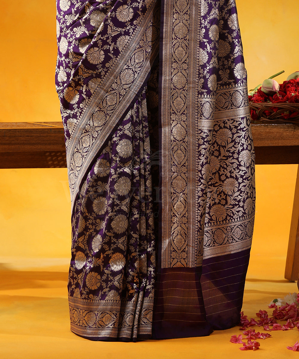 Handloom_Purple_Pure_Katan_Silk_Banarasi_Saree_With_Allover_Jaal_WeaverStory_04