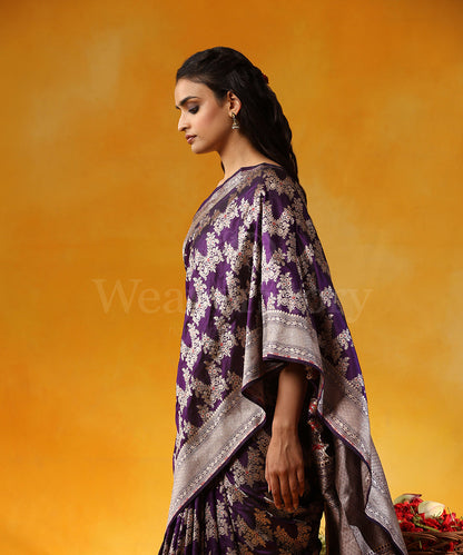 Handloom_Purple_Pure_Katan_Silk_Banarasi_Saree_With_Cutwork_Floral_Jaal_And_Red_Meenakari_WeaverStory_02