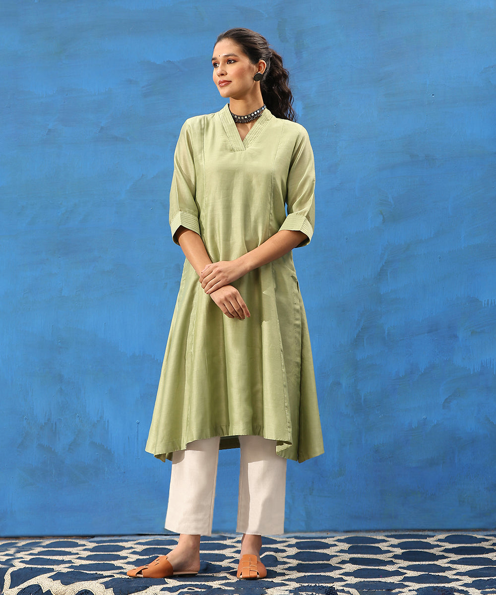 Pista_Green_Handloom_Cotton_Chanderi_Kurta_Set_With_Hand_Painted_Madhubani_Dupatta_WeaverStory_07