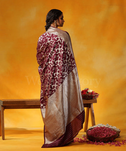 Handloom_Wine_Pure_Katan_Silk_Saree_Banarasi_Saree_With_Rani_Pink_Meenakari_WeaverStory_03