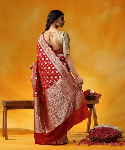 Handloom_Maroon_Pure_Katan_Silk_Saree_With_Cutwork_Zari_Booti_WeaverStory_03