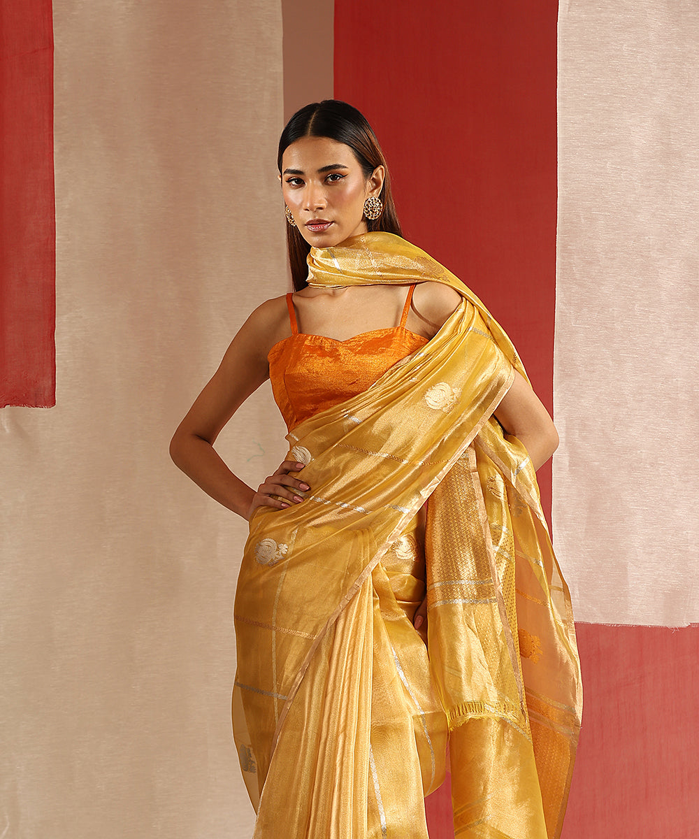 Handloom_Mustard_And_Gold_Pure_Tissue_Silk_Banarasi_Saree_With_Kadhwa_Boota_WeaverStory_01