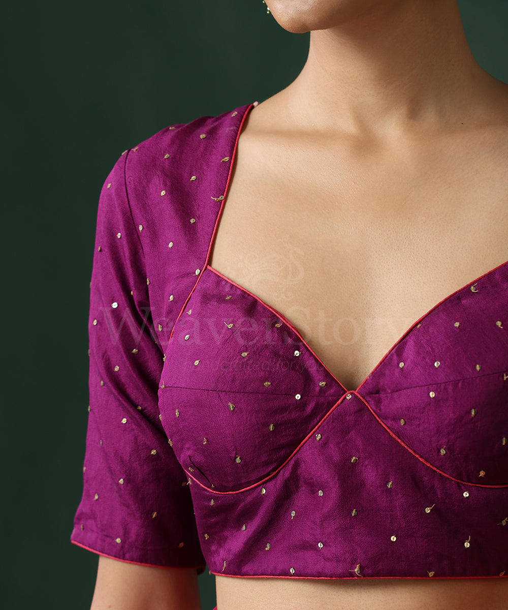 Purple_Pure_Silk_Blouse_With_Sequin_All_Over_WeaverStory_03