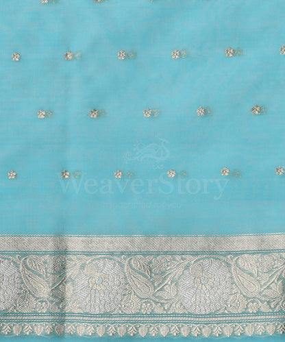 Ice_Blue_Handloom_Pure_Kora_Silk_Banarasi_Saree_With_Sona_Rupa_Kadhwa_Zari_Booti_WeaverStory_05