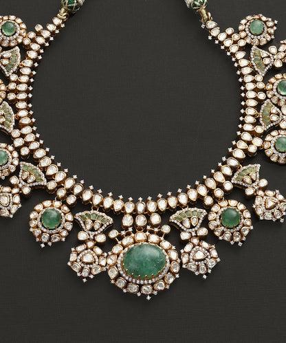 Arjuna_Handcrafted_Pure_Silver_Moissanite_Polki_Necklace_Set_With_Swarovski_WeaverStory_03
