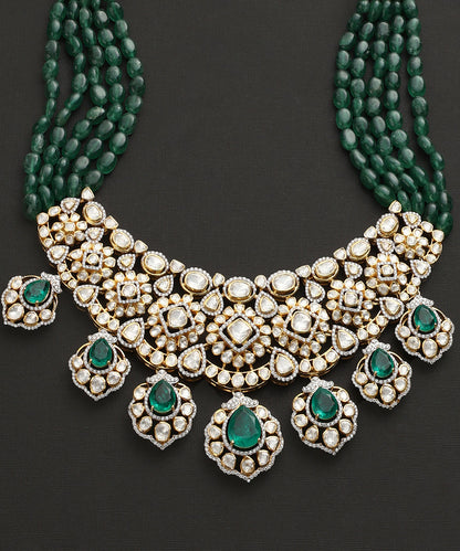 Adhiratha_Handcrafted_Pure_Silver_Swarovski_Necklace_Set_With_Emeralds_WeaverStory_03