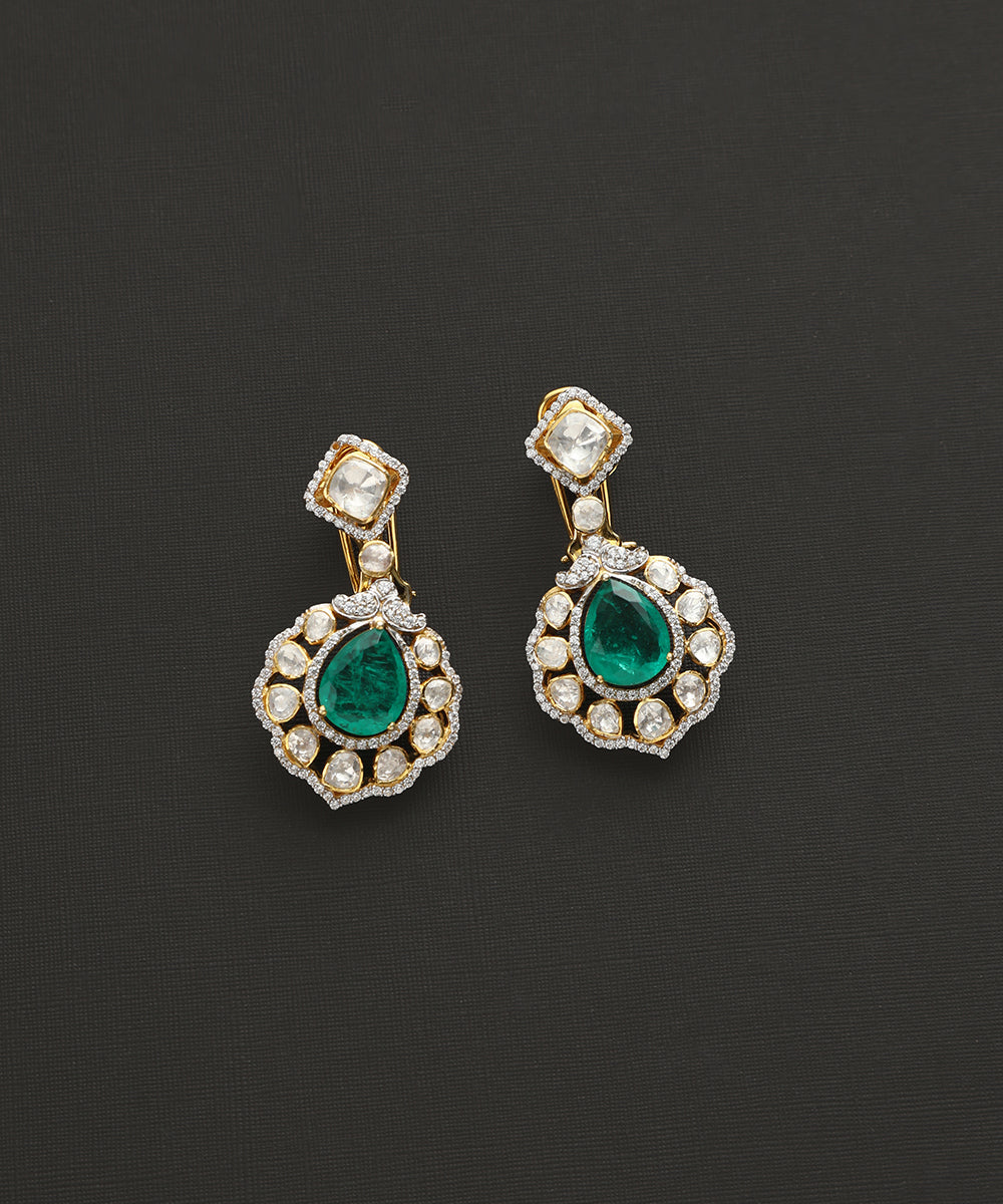 Adhiratha_Handcrafted_Pure_Silver_Swarovski_Necklace_Set_With_Emeralds_WeaverStory_04