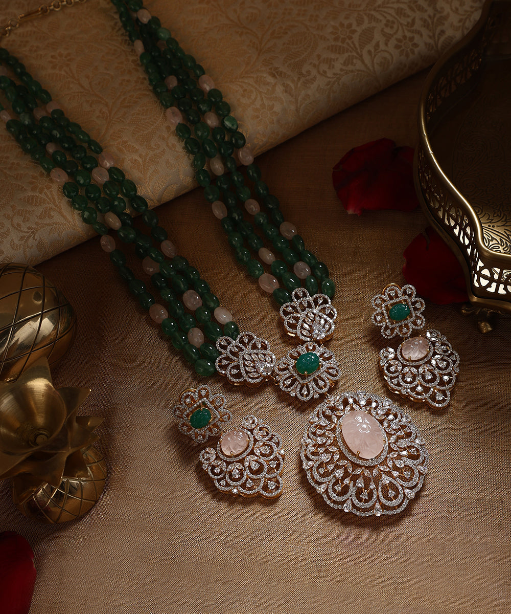 Asani_Handcrafted_Pure_Silver_Moissanite_Polki_Necklace_Set_WeaverStory_01