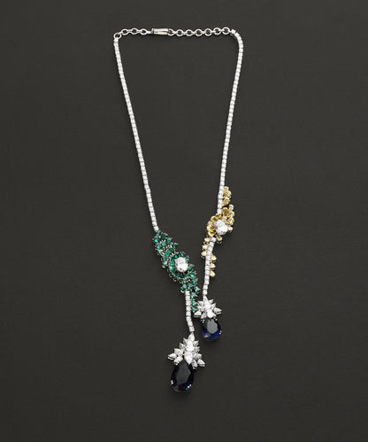 Ishu_Handcrafted_Pure_Silver_Necklace_With_Swarovski_And_Multicolor_Semi_Precious_Stones_WeaverStory_02