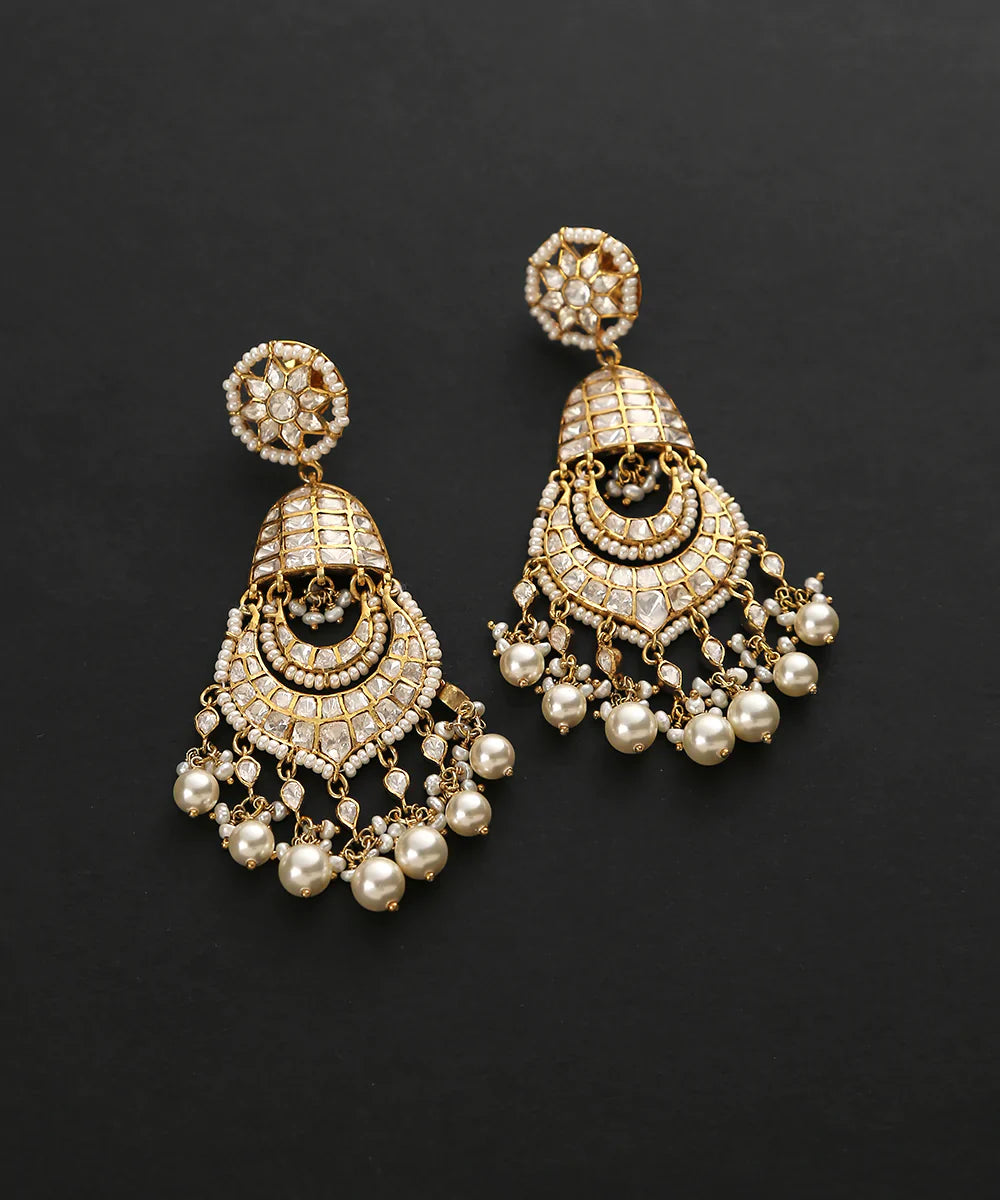 Saumya_Handcrafted_Moissanite_Polki_Earrings_In_Pure_Silver_With_Pearl_Hangings_WeaverStory_02