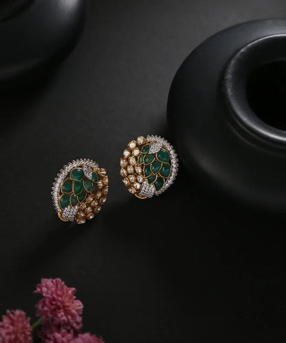 Alfiya_Handcrafted_Studs_With_Swarovski_And_Moissanite_Polki_WeaverStory_01