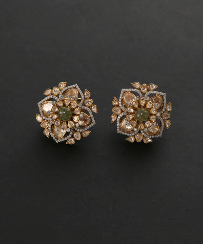 Chaaya_Moissanite_Polki_Studs_Handcrafted_In_Pure_Silver_WeaverStory_02