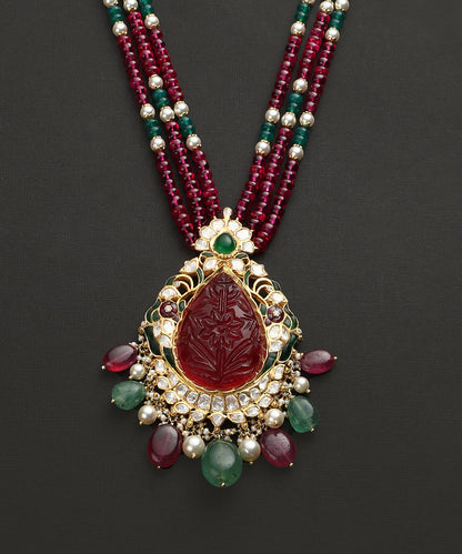 Hardik_Handcrafted_Pure_Silver_Necklace_With_Ruby_And_Emeralds_WeaverStory_03