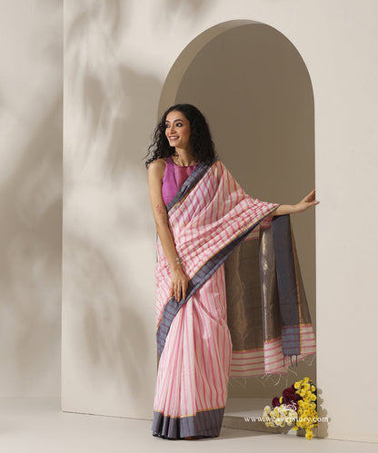 Pink_&amp;_White_Handloom_Striped_Cotton_Silk_Chanderi_Saree_WeaverStory_01