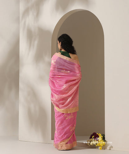 Pink_Handloom_Lotus_Motif_Cotton_Silk_Chanderi_Saree_WeaverStory_03