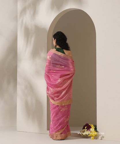 Dark_Pink_Handloom_Lotus_Motif_Cotton_Silk_Chanderi_Saree_WeaverStory_03